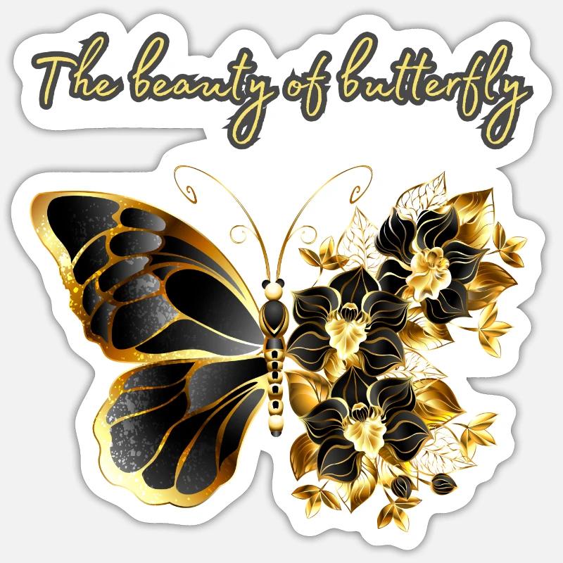 Papillon Fleur Art Papillon Graphique Sticker taille S (10 x 10 cm)