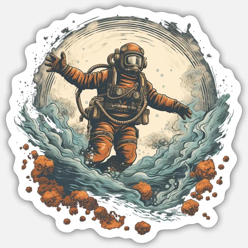Plongeur - Sticker taille S (10 x 10 cm) - blanc mat