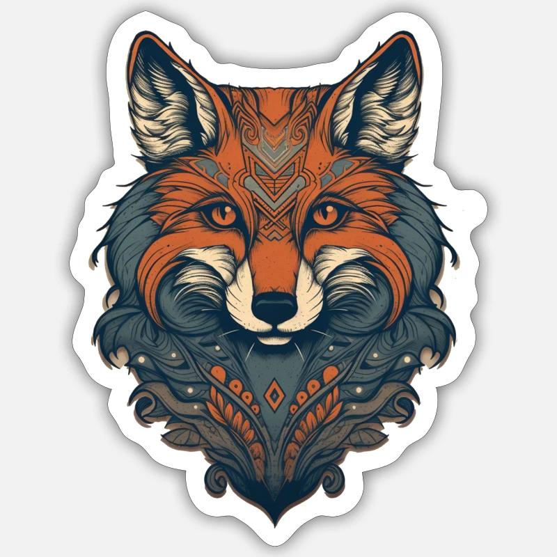 Renard - Sticker taille S (10 x 10 cm) - blanc mat