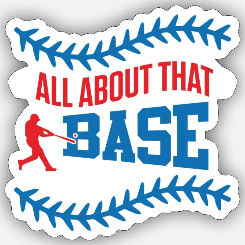 Base Baseball Slogan - Sticker taille S (10 x 10 cm) - blanc mat