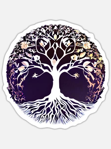 Baum des Lebens Lebensbaum Meditation Yoga - Sticker Größe S (10 x 10 cm) - Mattweiß