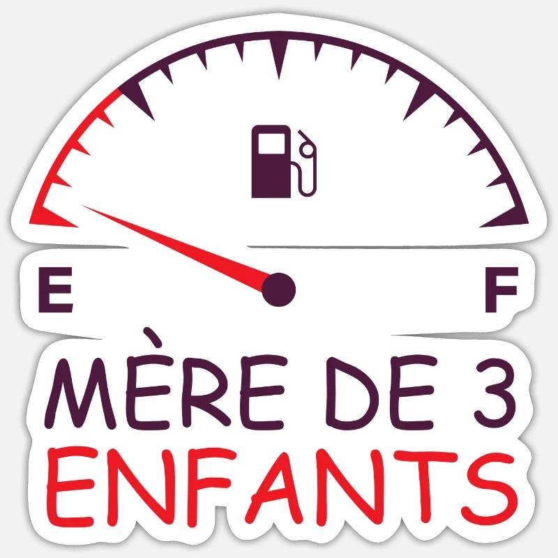 Maman de trois enfants - Sticker taille S (10 x 10 cm) - blanc mat