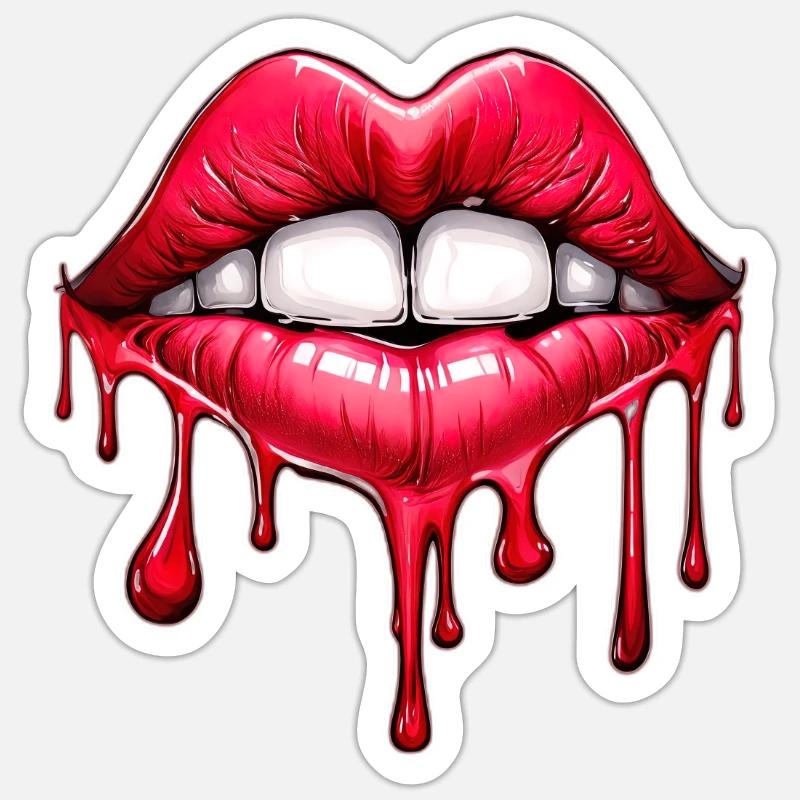Lèvres - Sticker taille S (10 x 10 cm) - blanc mat