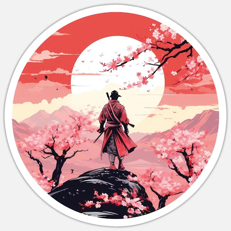 Samurai II - Sticker Größe S (10 x 10 cm) - Mattweiß