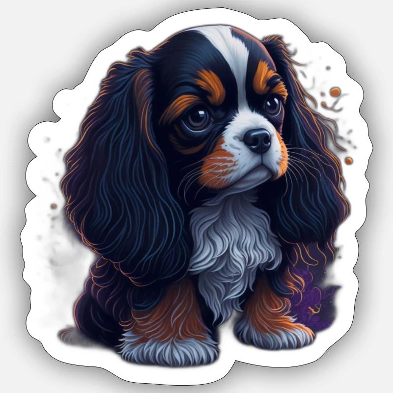 Cavalier King Charles Spaniel - Sticker Größe S (10 x 10 cm) - Mattweiß