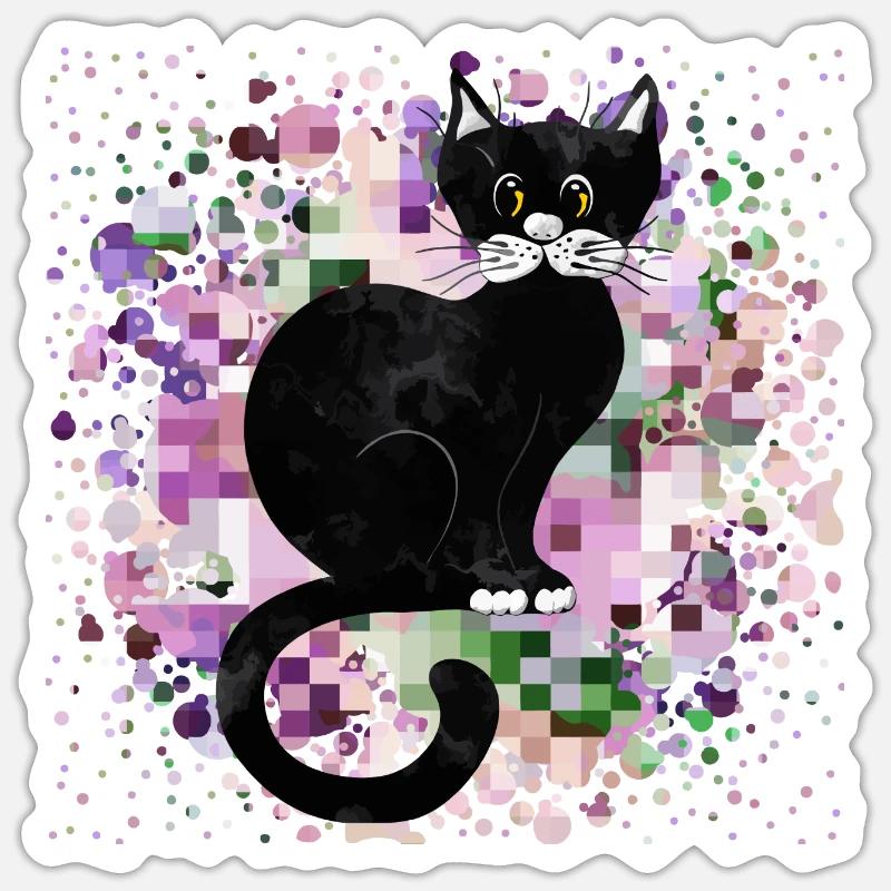 Chat - Sticker taille S (10 x 10 cm) - blanc mat