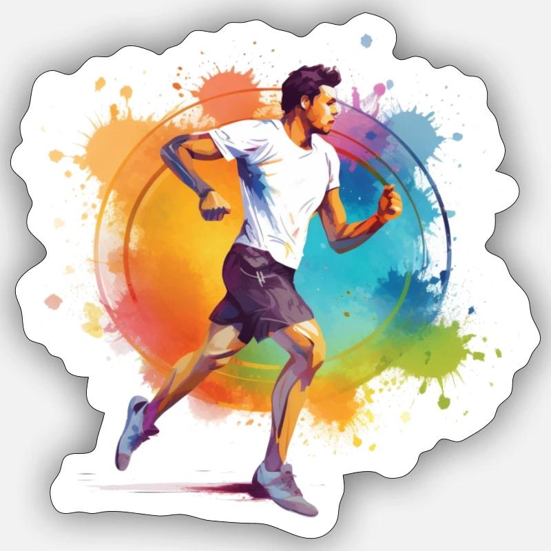 Athletes jogging Sticker size S (10 x 10 cm)