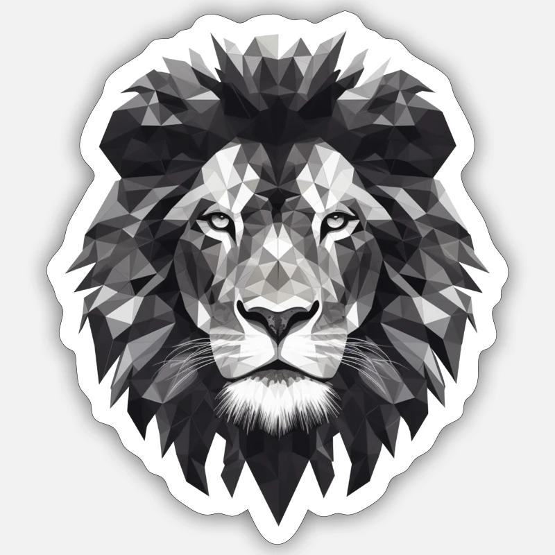 Löwe Geometrisch - Sticker Größe S (10 x 10 cm) - Mattweiß