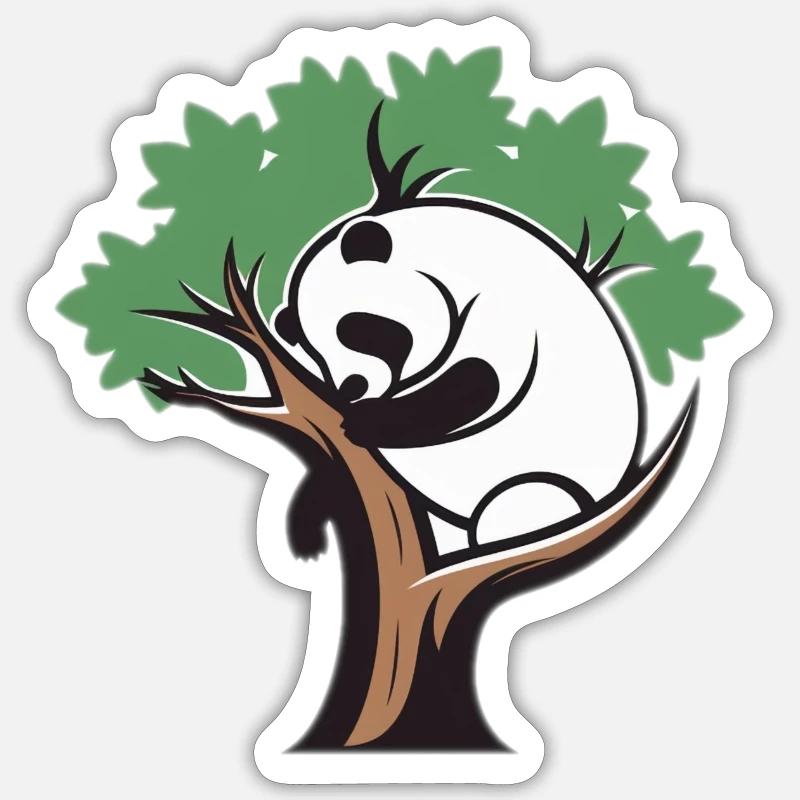 Panda dans un arbre - Sticker taille S (10 x 10 cm) - blanc mat