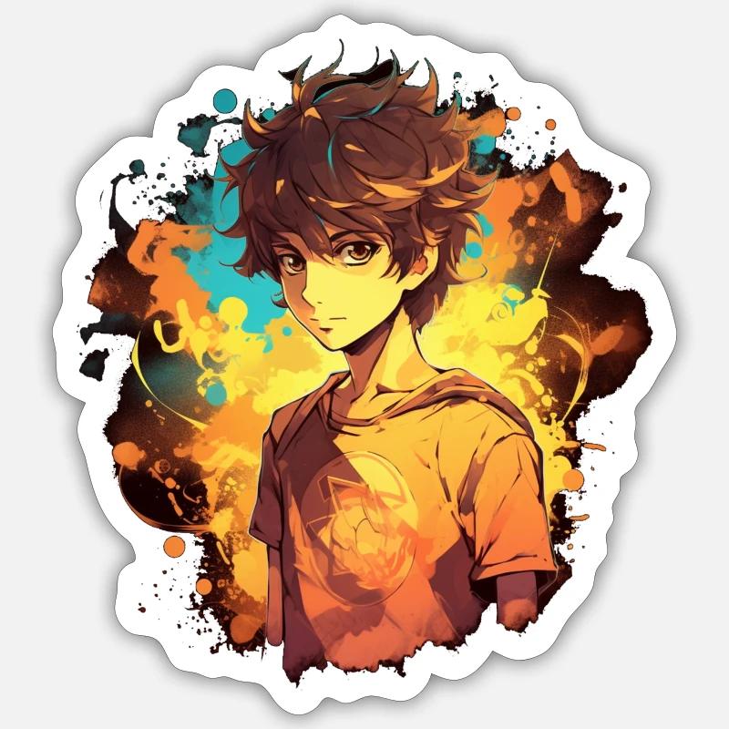 Garçon d’anime - Sticker taille S (10 x 10 cm) - blanc mat