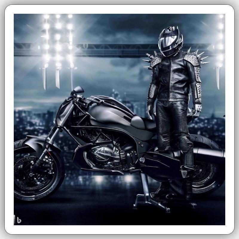 Motorrad digitale Kunst - Sticker Größe S (10 x 10 cm) - Mattweiß