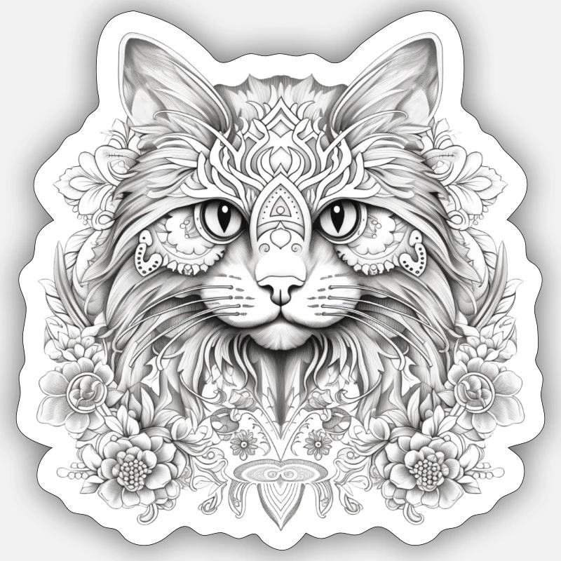 Perserkatze - Sticker Größe S (10 x 10 cm) - Mattweiß