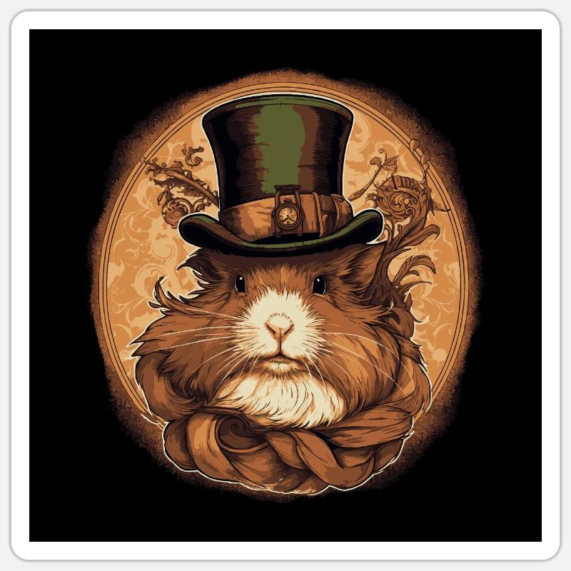 Cochon d’Inde Steampunk Sticker taille S (10 x 10 cm)