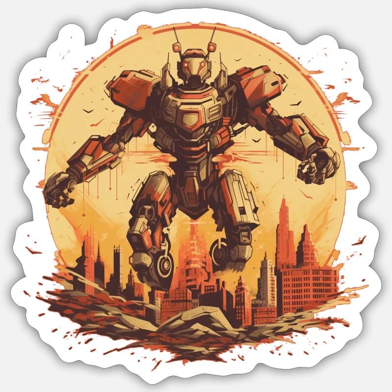 Mecha - Sticker taille S (10 x 10 cm) - blanc mat
