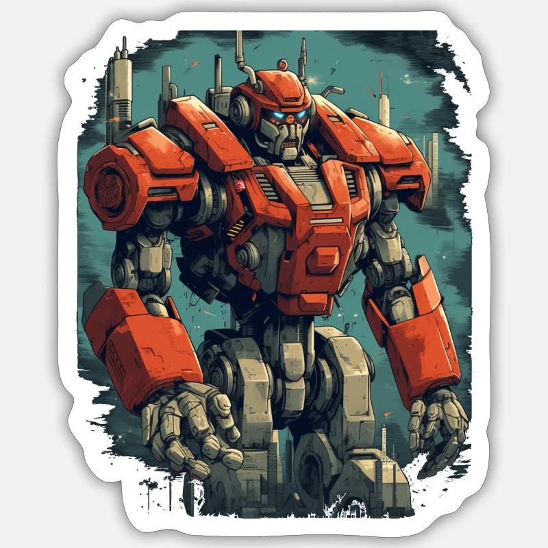 Mecha - Sticker Größe S (10 x 10 cm) - Mattweiß
