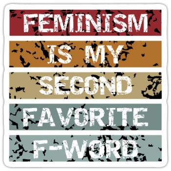 Féminisme grl vintage - Sticker taille S (10 x 10 cm) - blanc mat - Devant