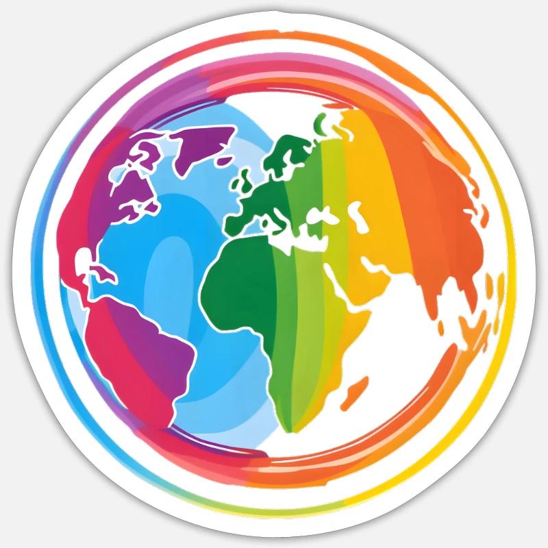 Rainbow Earth - Sticker size S (10 x 10 cm) - white matte