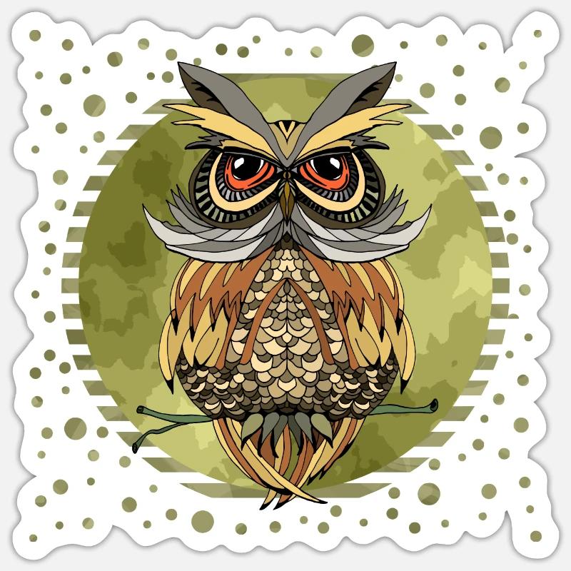 Eulenvogel - Sticker Größe S (10 x 10 cm) - Mattweiß