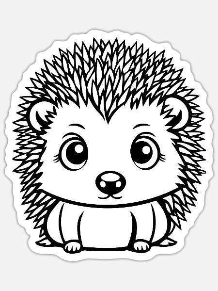 Igel Wald Stachelig Tier - Sticker Größe S (10 x 10 cm) - Mattweiß