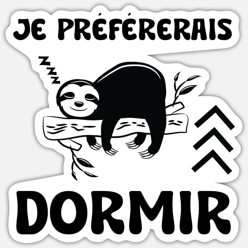 je préférerais dormir - Sticker taille S (10 x 10 cm) - blanc mat
