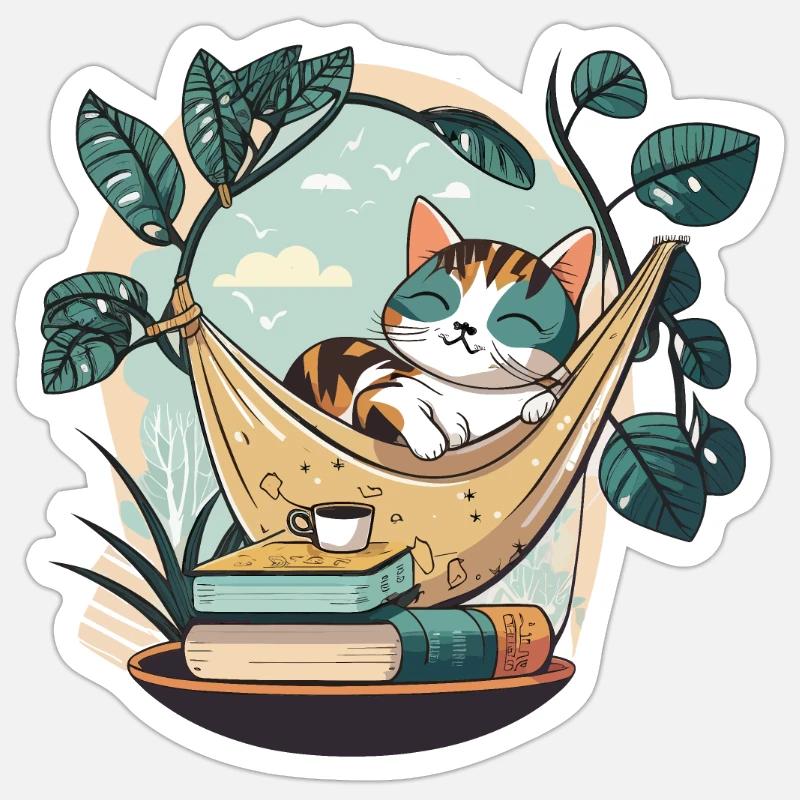 Cat Book Lover Sticker size S (10 x 10 cm)