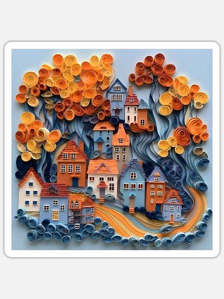 Papier Stadt - Sticker Größe S (10 x 10 cm) - Mattweiß