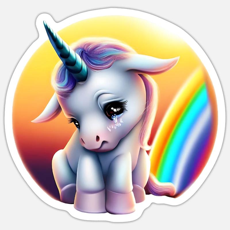 Depression Einhorn traurig Regenbogen Sticker Größe S (10 x 10 cm)