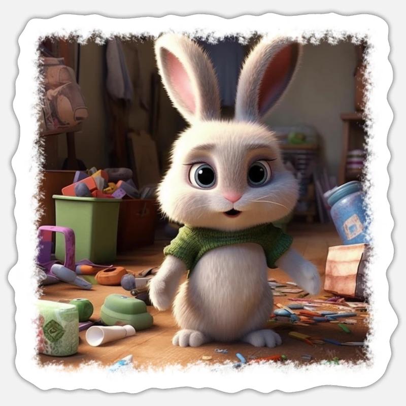 Lapin mignon - Sticker taille S (10 x 10 cm) - blanc mat