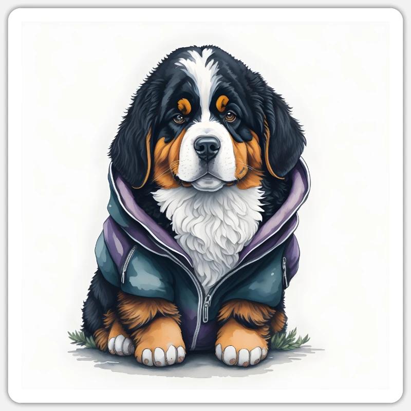 Berner Sennenhund - Sticker Größe S (10 x 10 cm) - Mattweiß
