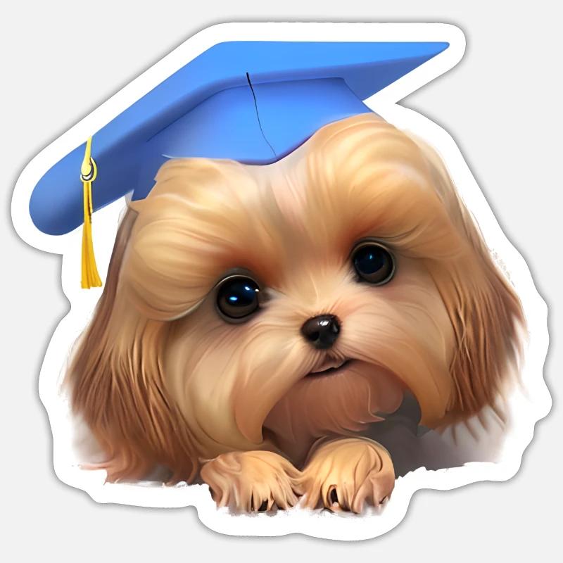 Bachelor Hunde Schulabschluss Terrier Studium Sticker Größe S (10 x 10 cm)