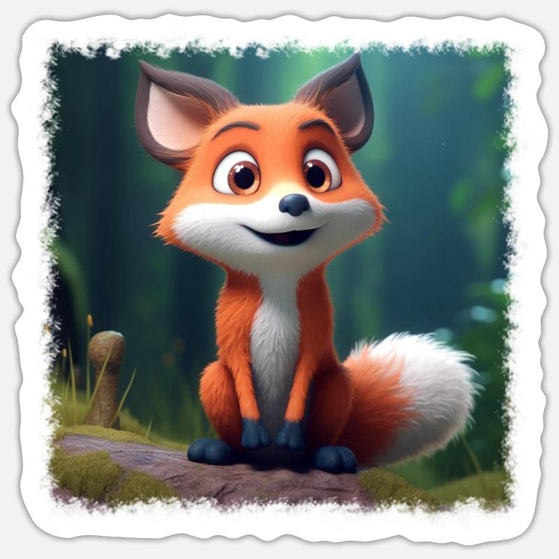 Cute fox - Sticker size S (10 x 10 cm) - white matte