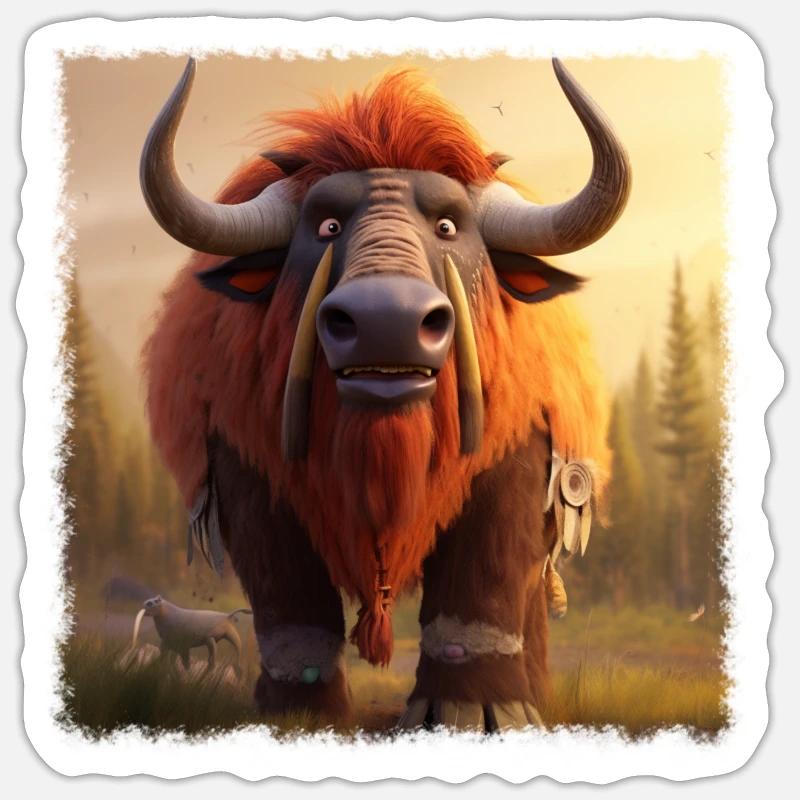 Bison cool - Sticker taille S (10 x 10 cm) - blanc mat