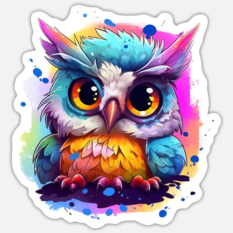 Niedliche Wachsame Eule | Nachtschwärmer Eule - Sticker Größe S (10 x 10 cm) - Mattweiß