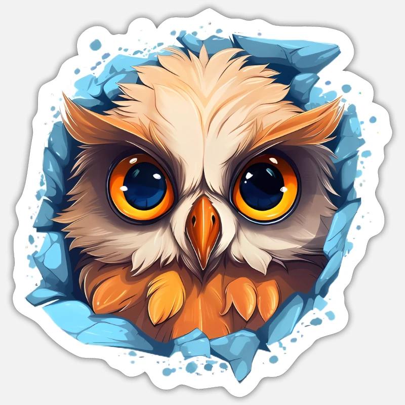 Niedliche Wachsame Eule | Nachtschwärmer Eule Sticker Größe S (10 x 10 cm)