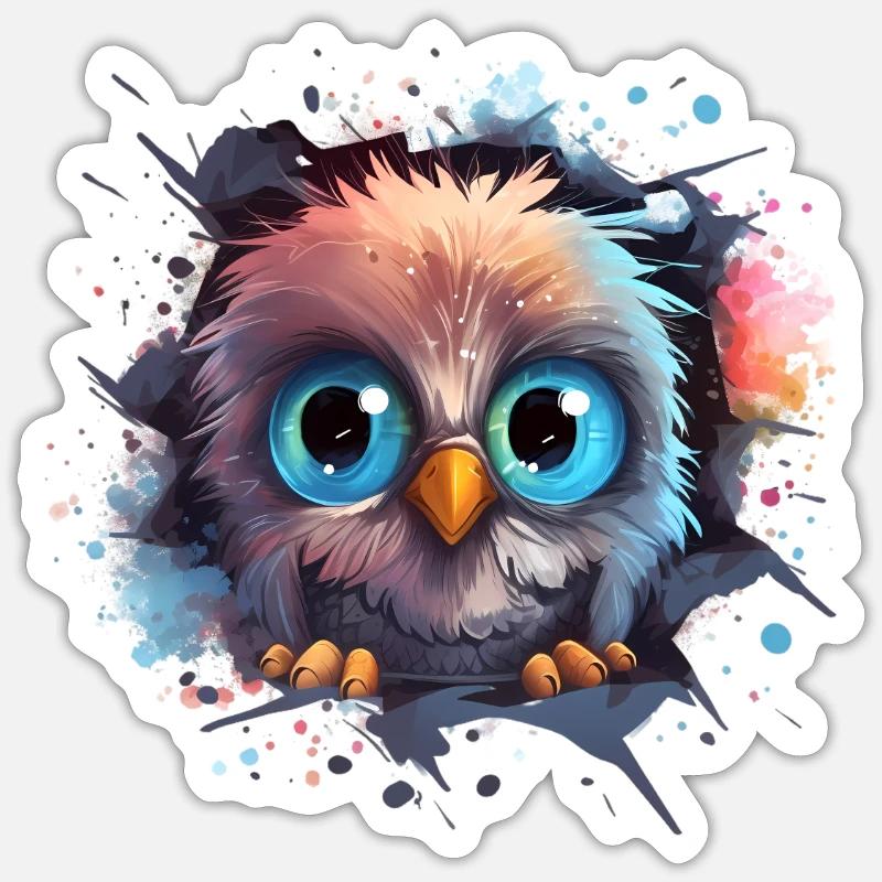 Niedliche Wachsame Eule | Nachtschwärmer Eule Sticker Größe S (10 x 10 cm)