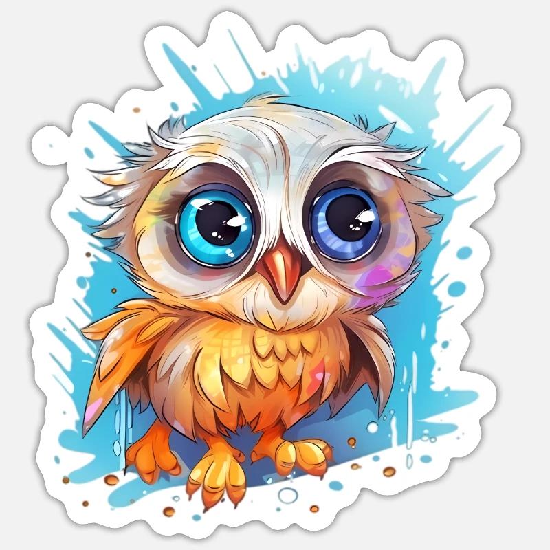 Niedliche Wachsame Eule | Nachtschwärmer Eule Sticker Größe S (10 x 10 cm)