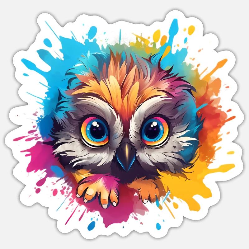 Niedliche Wachsame Eule | Nachtschwärmer Eule Sticker Größe S (10 x 10 cm)