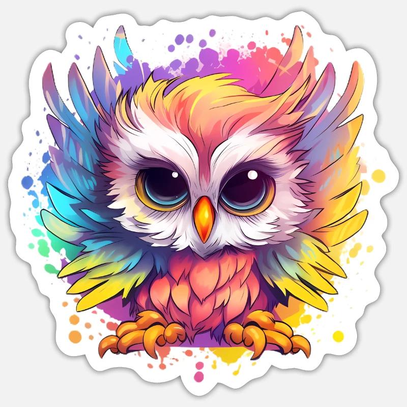 Niedliche Wachsame Eule | Nachtschwärmer Eule Sticker Größe S (10 x 10 cm)