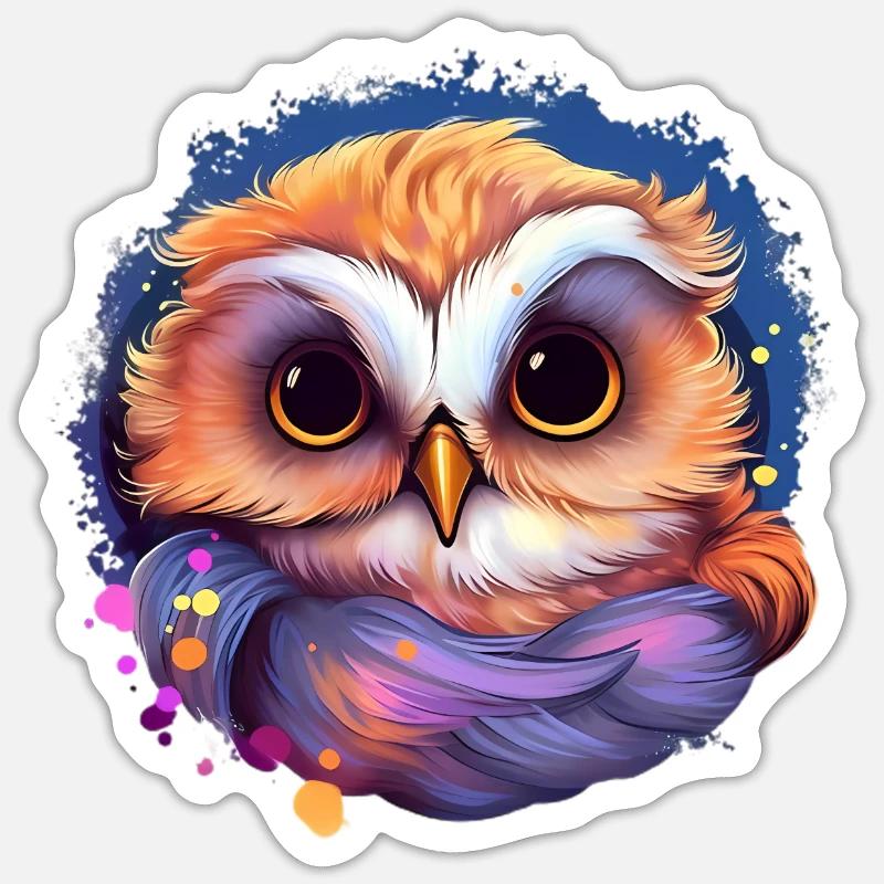 Niedliche Wachsame Eule | Nachtschwärmer Eule Sticker Größe S (10 x 10 cm)