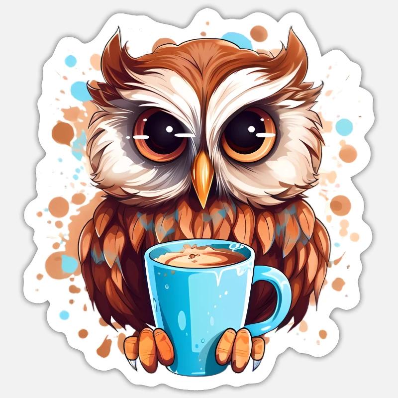 Niedliche Wachsame Eule | Nachtschwärmer Eule Sticker Größe S (10 x 10 cm)