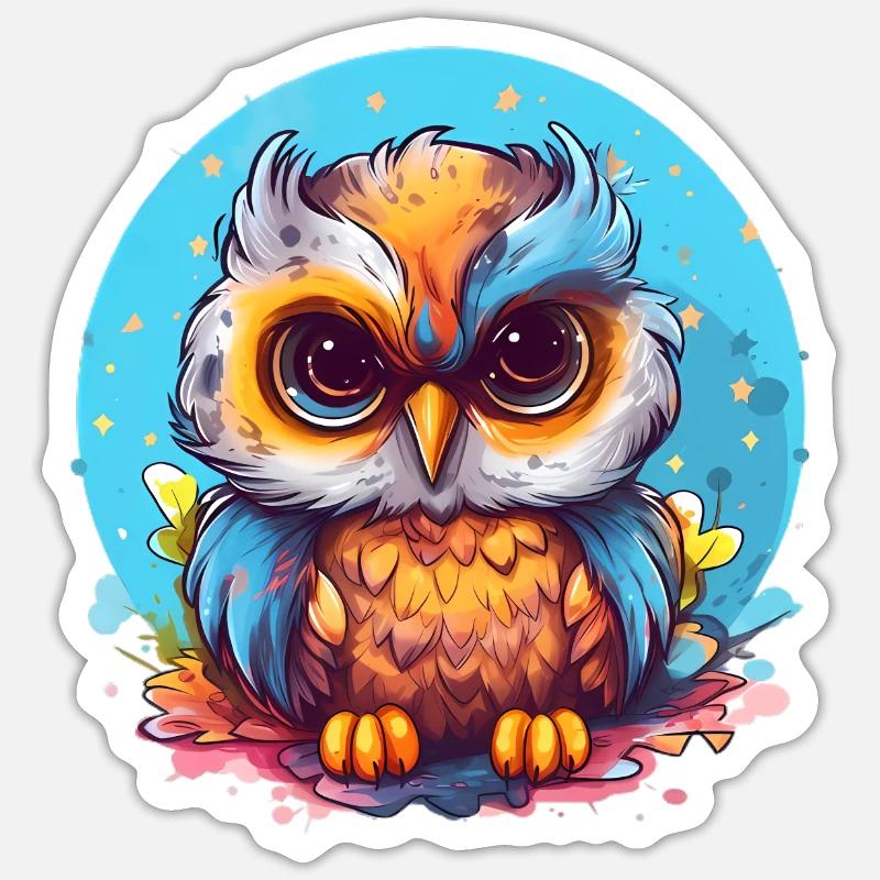 Niedliche Wachsame Eule | Nachtschwärmer Eule Sticker Größe S (10 x 10 cm)