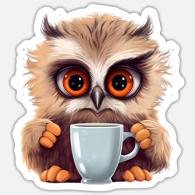 Niedliche Wachsame Eule | Nachtschwärmer Eule Sticker Größe S (10 x 10 cm)