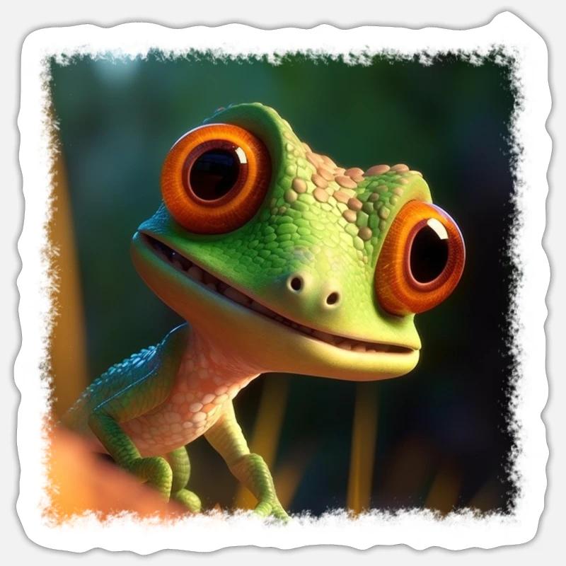 Gecko mignon Sticker taille S (10 x 10 cm)