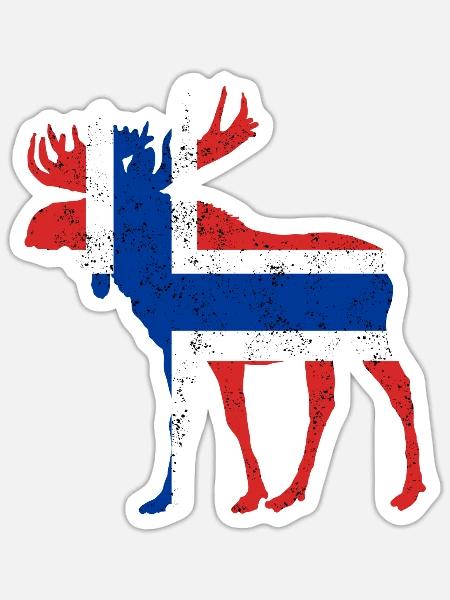 Norwegen Elch Skandinavien - Sticker Größe S (10 x 10 cm) - Mattweiß