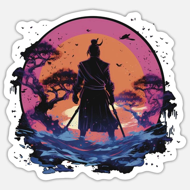 Samouraï - Sticker taille S (10 x 10 cm) - blanc mat