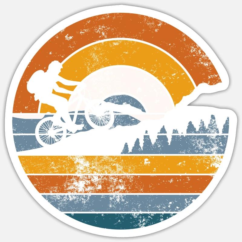 Retro Ridge Bicycle Sunset - Sticker size S (10 x 10 cm) - white matte