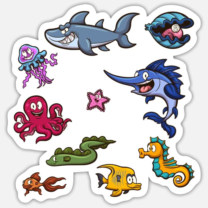 Sea Creatures - Sticker size S (10 x 10 cm) - white matte