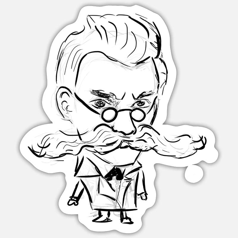 Nietzsche - Sticker taille S (10 x 10 cm) - blanc mat