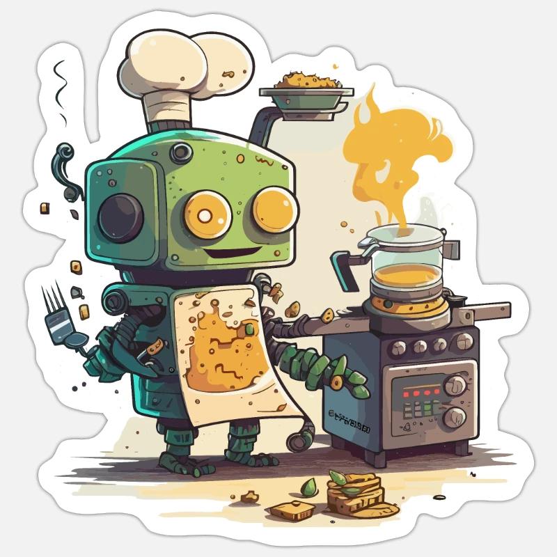 Mechanical Chef - Sticker size S (10 x 10 cm) - white matte