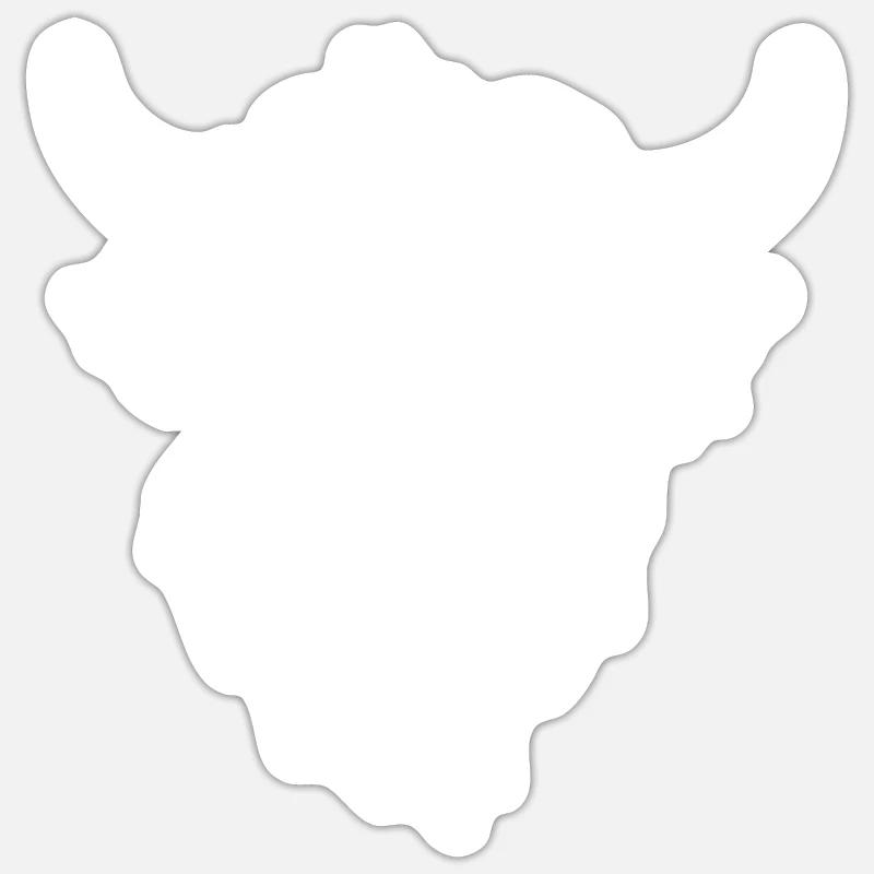 Vache écossaise des Highlands - Sticker taille S (10 x 10 cm) - blanc mat